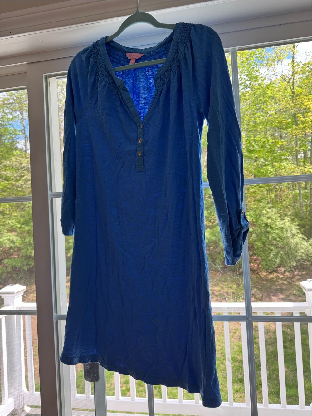 blue Women's Button-Front Tunic Dress